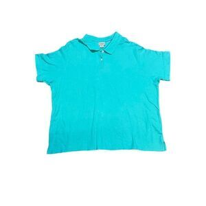 L.L.Bean Womens Teal Turquoise 3X Polo Shirt Teal XXXL Classic Solid Cotton
